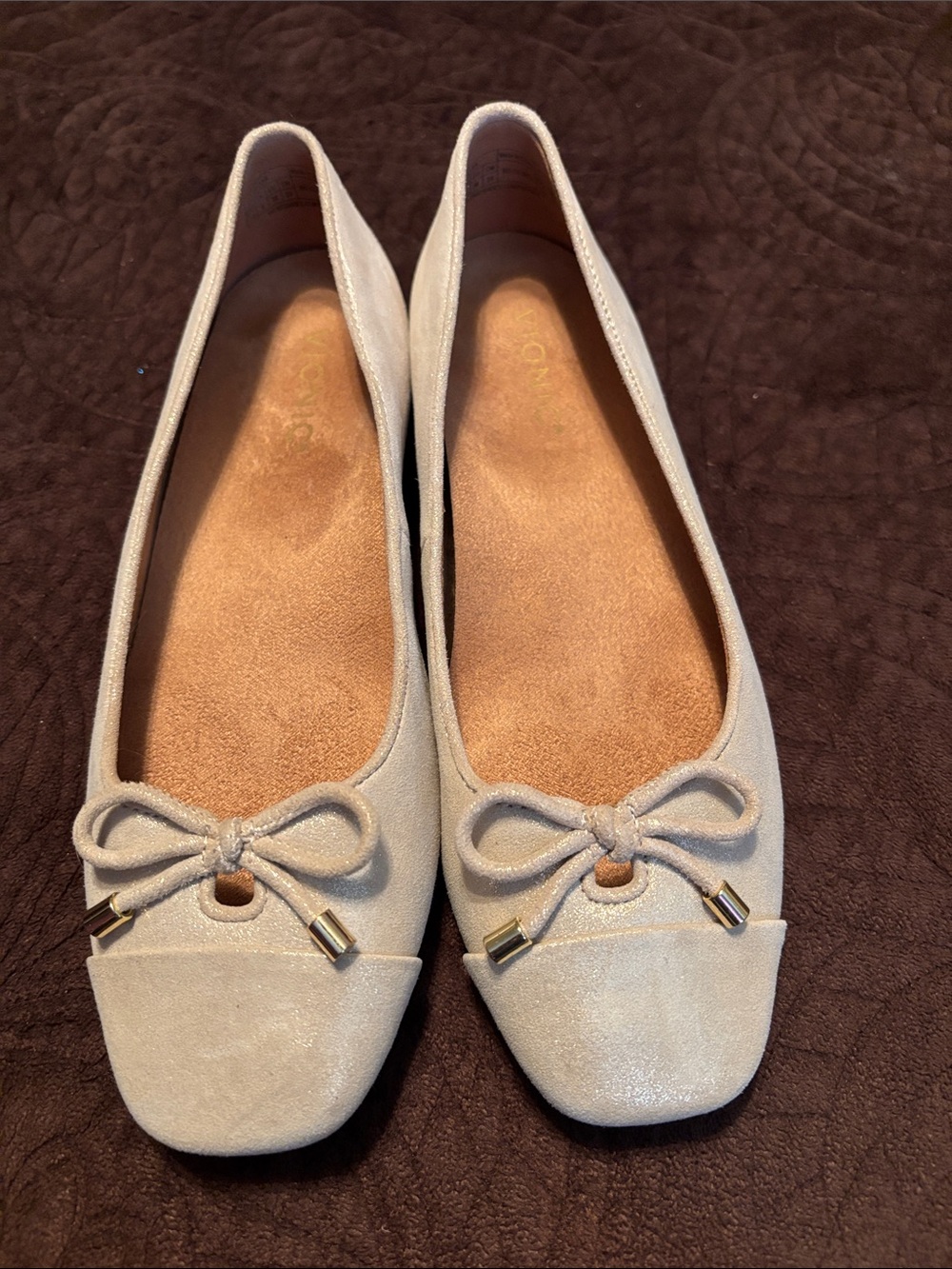 Vionic Light Beige Bow Ballet Flats, Sz 7.5